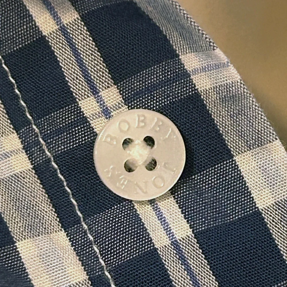 Bobby Jones Shirt Button Up Blue Plaid Long Sleeve 100% Cotton  Versatile As New - Picture 8 of 16